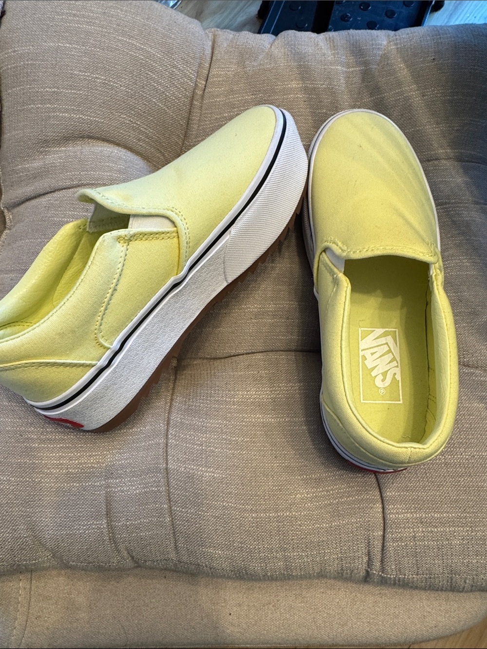 Vans Slip-On Platform Sneakers in Pale Yellow
